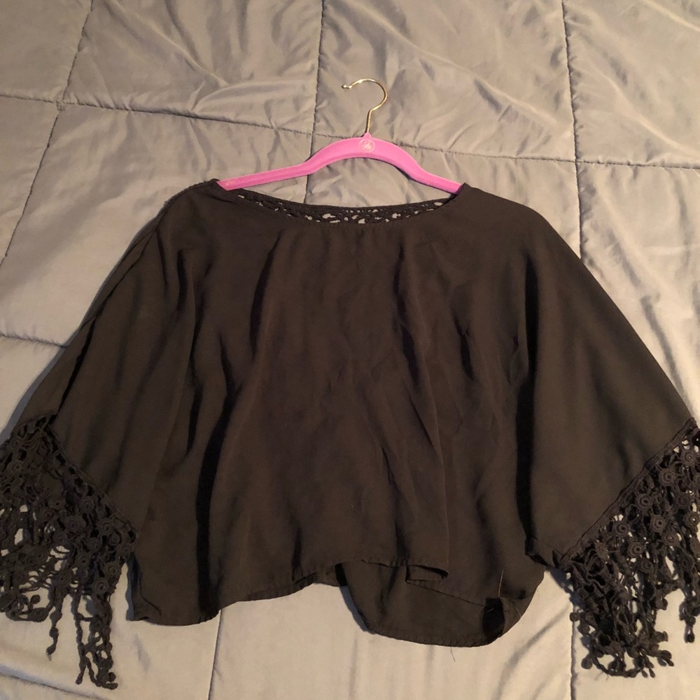 Black Mid-sleeve Short Cut Shirt
